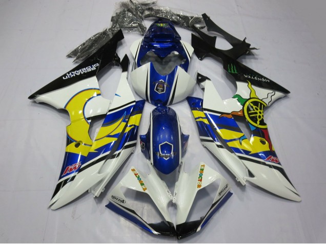 Yamaha R6 Motorrad Verkleidung 2008-2016 - Weiss Blau Schwarz Gelb