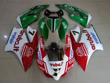 Ducati 899 1199 Motorrad Verkleidung 2011-2014 - Weiss Rot Grun Fiamm 7