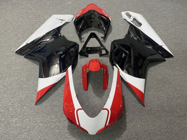 Ducati 848 1098 1198 Motorrad Verkleidung 2007-2014 - Weiss Rot Glanzendes Schwarz