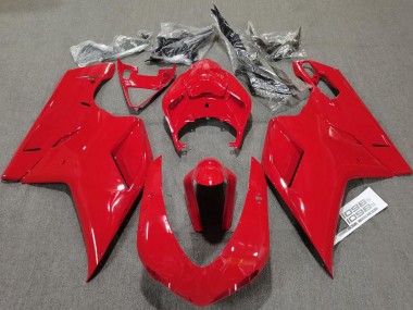Ducati 848 1098 1198 Motorrad Verkleidung 2007-2014 - Glanzendes Rot Schlichtes
