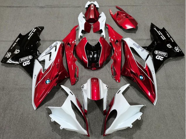 BMW S1000RR Motorrad Verkleidung 2017-2018 - Weiss Rot Glanzendes Schwarz