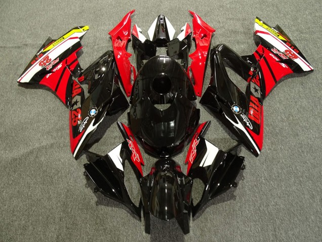 BMW S1000RR Motorrad Verkleidung 2015-2016 - Weiss Rot Gelb Glanzendes Schwarz