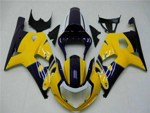 Suzuki GSXR 600/750 Motorrad Verkleidung 2001-2003 - Gelb Dunkel Blau Glanzendes Schwarz