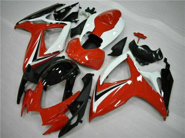 Suzuki GSXR 600/750 Motorrad Verkleidung 2006-2007 - Weiss Rot Glanzendes Schwarz Streifen
