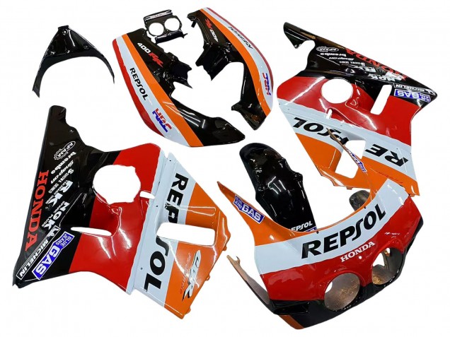 Honda CBR400RR NC23 Motorrad Verkleidung 1987-1989 - Orange Weiss Rot Glanzendes Schwarz Repsol HRC