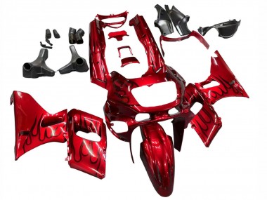 Kawasaki ZZR600 Motorrad Verkleidung 1998-2003 - Rot mit Schwarz Flamme