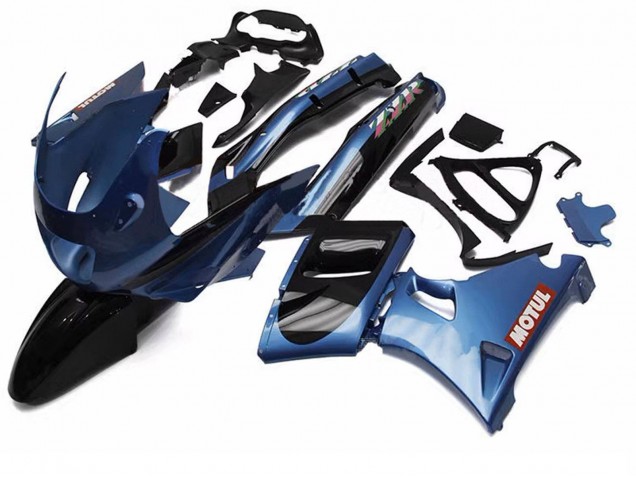 Kawasaki ZZR600 Motorrad Verkleidung 1998-2003 - Blau Schwarz Rot Motul