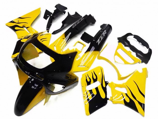 Kawasaki ZZR600 Motorrad Verkleidung 1998-2003 - Gelb Schwarz Flamme