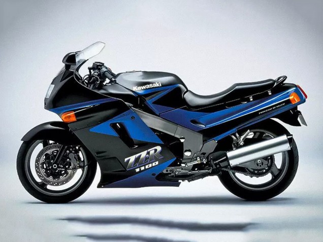 Kawasaki ZZR1100 Motorrad Verkleidung 1990-1992 - Blau Glanzendes Schwarz