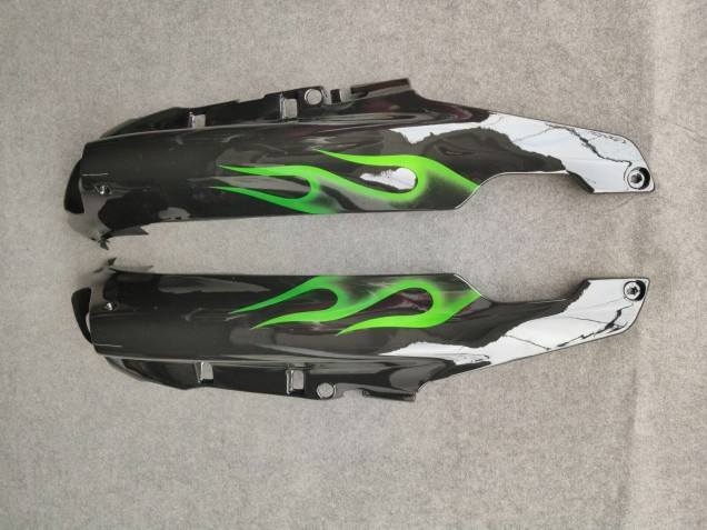 Kawasaki ZZR1100 Motorrad Verkleidung 1993-2003 - Glanzendes Schwarz Grun Flamme
