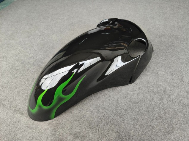 Kawasaki ZZR1100 Motorrad Verkleidung 1993-2003 - Glanzendes Schwarz Grun Flamme