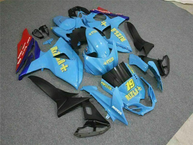 Suzuki GSXR 1000 Motorrad Verkleidung 2009-2016 - Blau Gelb Rizla 19 Rot