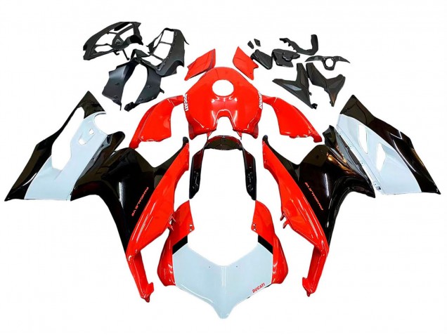Ducati Panigale V2 Motorrad Verkleidung Kit 2020-2024 - Weiss Rot Glanzendes Schwarz