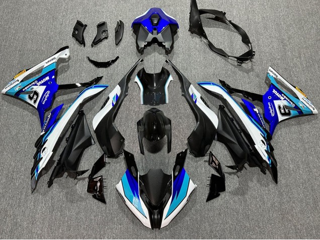 BMW S1000RR Motorrad Verkleidung 2023-2024 - Weiss Blau Matt Schwarz Motul