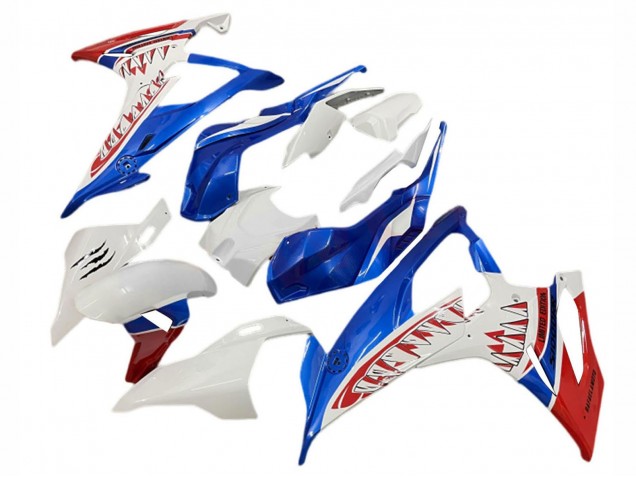 BMW S1000RR Motorrad Verkleidung 2019-2022 - Weiss Blau Rot Hai