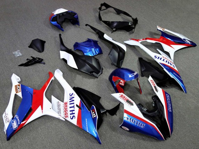 BMW S1000RR Motorrad Verkleidung 2019-2022 - Weiss Blau Rot Smiths