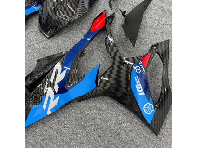 BMW S1000RR Motorrad Verkleidung 2019-2022 - Schwarz Blau Rot Carbonfaser