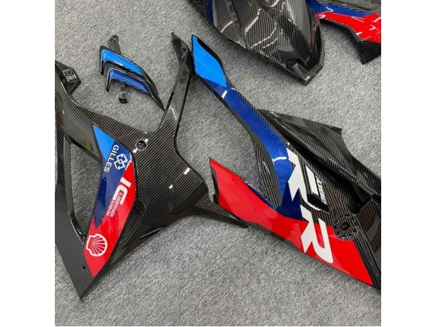BMW S1000RR Motorrad Verkleidung 2019-2022 - Schwarz Blau Rot Carbonfaser
