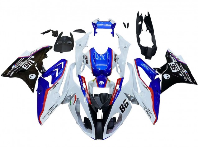 BMW S1000RR Motorrad Verkleidung 2017-2018 - Weiss Blau Rot Glanzendes Schwarz