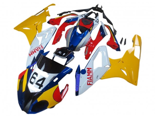 BMW S1000RR Motorrad Verkleidung 2017-2018 - Gelb Weiss Rot Blau Fiamm 64