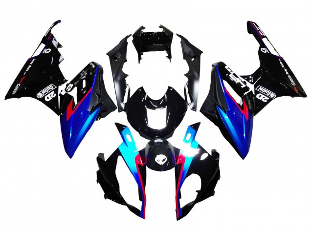 BMW S1000RR Motorrad Verkleidung 2015-2016 - Rot Blau Schwarz Glanzendes Schwarz