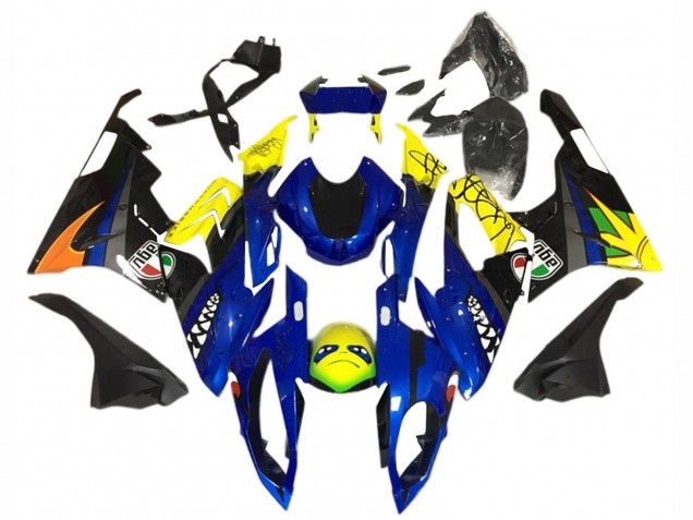 BMW S1000RR Motorrad Verkleidung 2015-2016 - Gelb Blau Schwarz Hai
