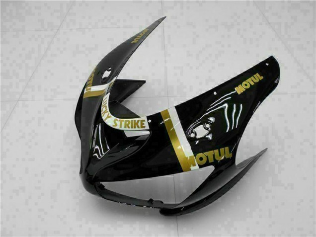 Kawasaki ZX6R Motorrad Verkleidung 2005-2006 - Glanzendes Schwarz Weiss Gold Lucky Strike