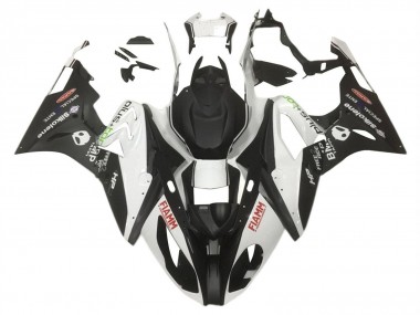 BMW S1000RR Motorrad Verkleidung 2015-2016 - Weiss Matt Schwarz HP Fiamm