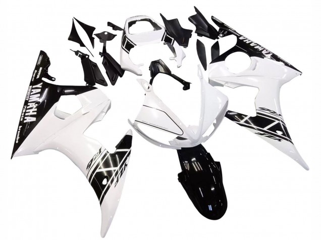 Yamaha YZF R6 Motorrad Verkleidung 2003-2004 - Weiss Glanzendes Schwarz