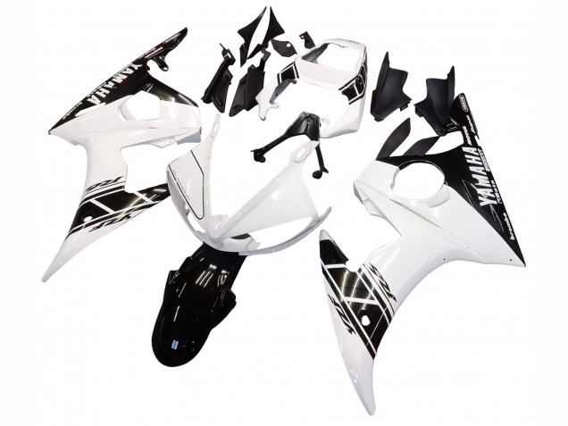 Yamaha YZF R6S Motorrad Verkleidung 2006-2009 - Weiss Glanzendes Schwarz