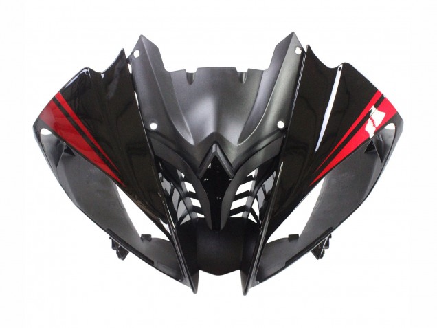 Yamaha YZF 600 R6 Motorrad Verkleidung 2008-2016 - Glanzendes Schwarz Matt Schwarz Rot Streifen