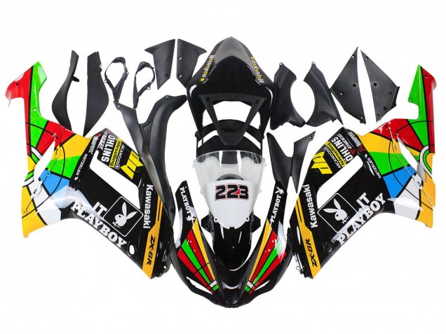 Kawasaki ZX6R Motorrad Verkleidung 2007-2008 - Bunt Playboy 223