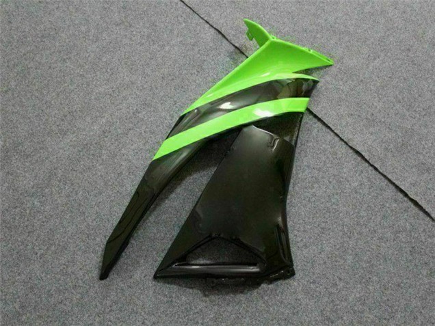 Kawasaki ZX6R Motorrad Verkleidung 2009-2012 - Grun Glanzendes Schwarz Elf Touch4 Bridgestone