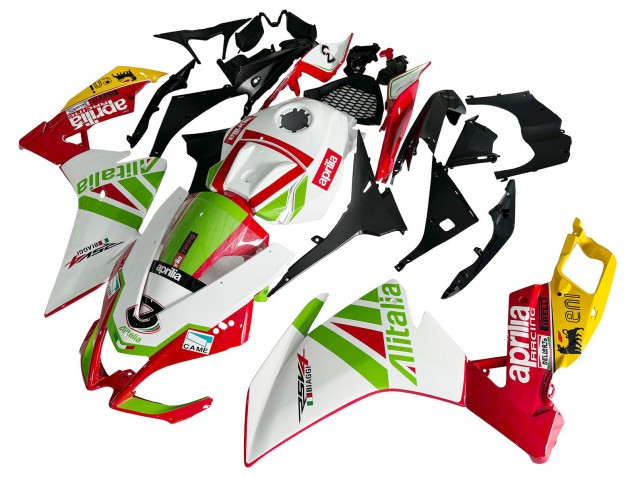 Aprilia RS4 50 125 Motorrad Verkleidung 2012-2018 - Weiss Rot Grun Gelb Alitalia
