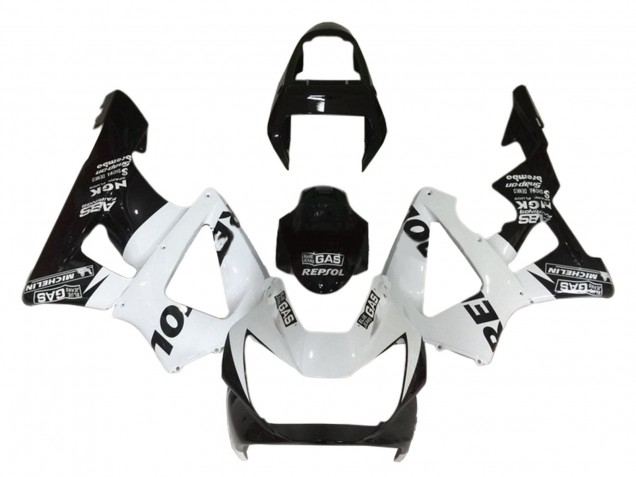 Honda CBR900RR 929 Motorrad Verkleidung 2000-2001 - Weiss Glanzendes Schwarz Repsol