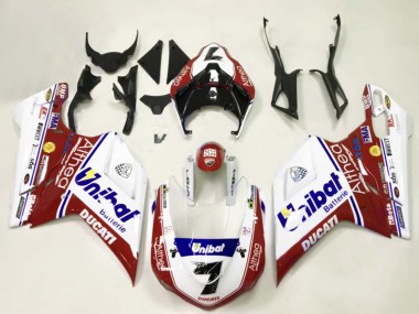 Ducati 848/1098/1198 Motorrad Verkleidung 2007-2014 - Weiss Rot Blau Unibat 7