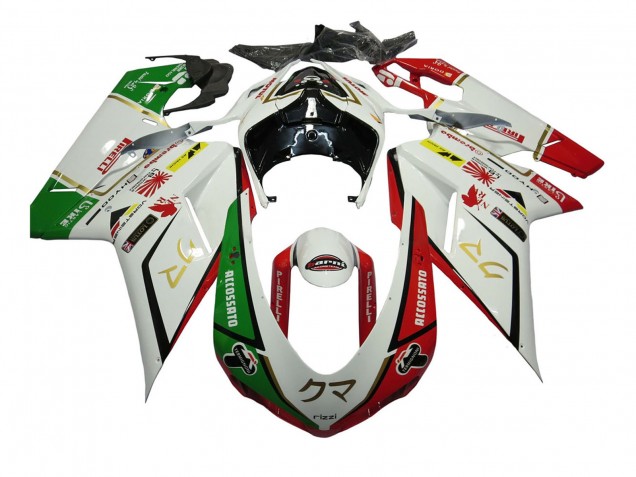 Ducati 848/1098/1198 Motorrad Verkleidung 2007-2014 - Weiss Rot Grun Accossato