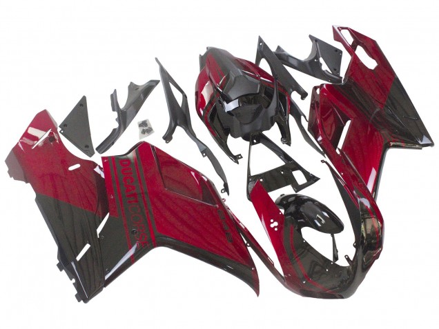 Ducati 848 Motorrad Verkleidung 2007-2014 - Rot Glanzendes Schwarz