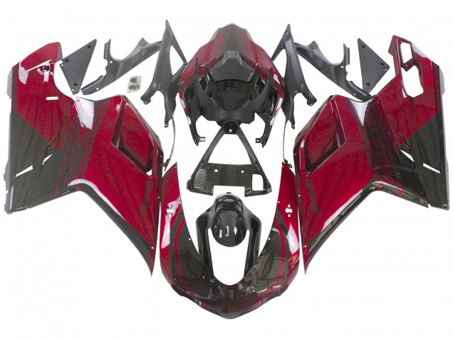 Ducati 848 Motorrad Verkleidung 2007-2014 - Rot Glanzendes Schwarz