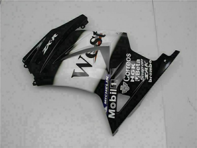 Kawasaki EX250 Motorrad Verkleidung 2008-2012 - Glanzendes Schwarz Weiss West