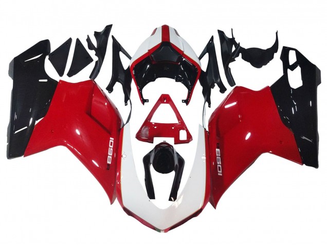 Ducati 1098 Motorrad Verkleidung 2007-2014 - Weiss Rot Glanzendes Schwarz