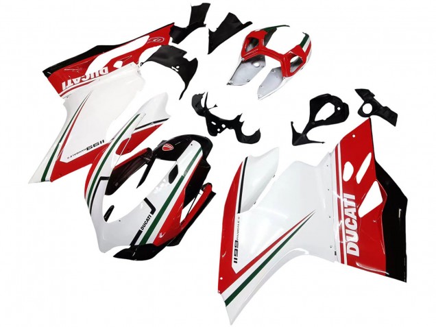 Ducati 1199 Motorrad Verkleidung 2011-2014 - Weiss Rot Grun Glanzendes Schwarz