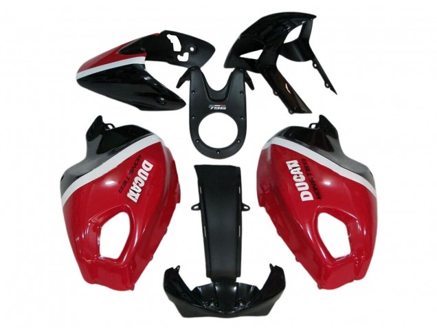 Ducati Monster 696 796 1100 1100S Motorrad Verkleidung 2008-2012 - Rot Weiss Glanzendes Schwarz
