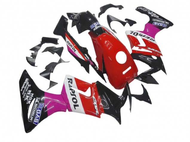 Honda CBR125R Motorrad Verkleidung 2002-2006 - Rosa Weiss Rot Glanzendes Schwarz Repsol Michelin