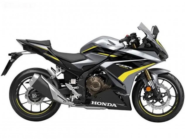 Honda CBR500R Motorrad Verkleidung 2022-2023 - Silber Gelb Glanzendes Schwarz