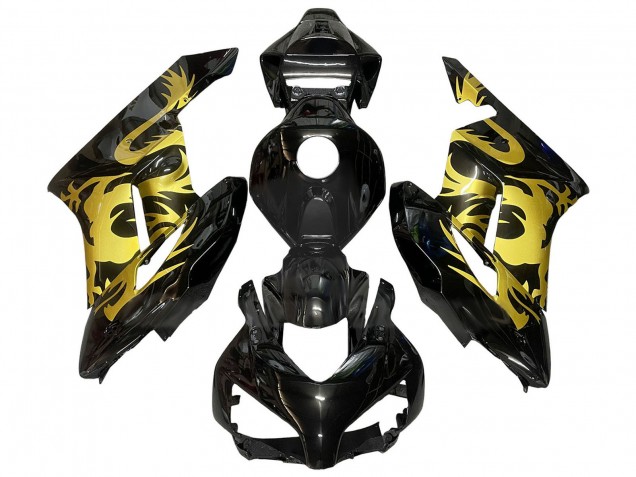 Honda CBR1000RR Motorrad Verkleidung 2004-2005 - Gold Glanzendes Schwarz Dragon