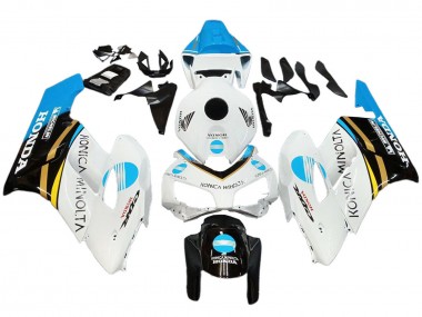 Honda CBR1000RR Motorrad Verkleidung 2004-2005 - Weiss Hellblau Gelb Schwarz Konica Minolta