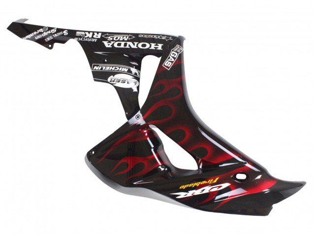Honda CBR1000RR Motorrad Verkleidung 2006-2007 - Glanzendes Schwarz Gelb Rot Flamme