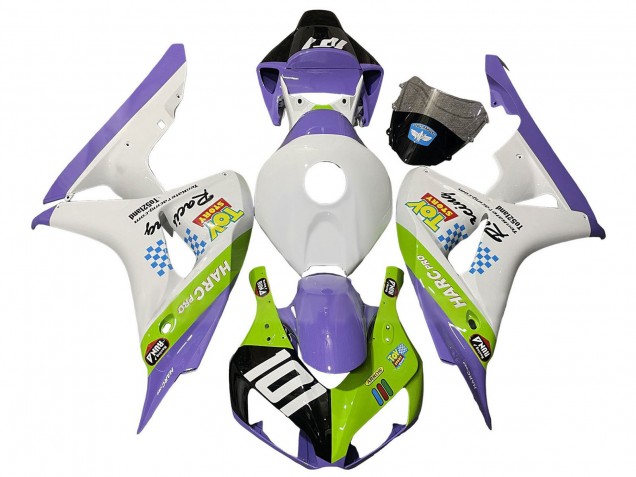 Honda CBR1000RR Motorrad Verkleidung 2006-2007 - Weiss Lila Grun Glanzendes Schwarz