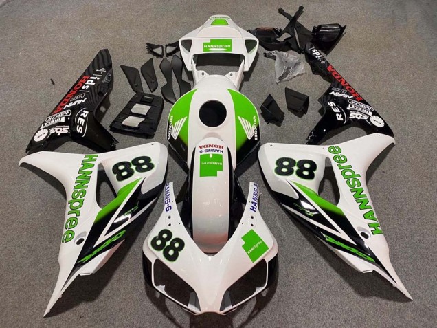 Honda CBR1000RR Motorrad Verkleidung 2006-2007 - Weiss Grun Glanzendes Schwarz Hannspree 88